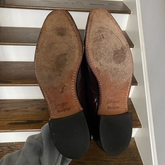 Johnston & Murphy Optima Dress Shoes Loafers Kiltie Tassel Burgundy Size 10B - Picture 8 of 9